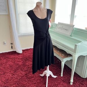 Max Studio Black ruched Cocktail Midi Dress sz Small